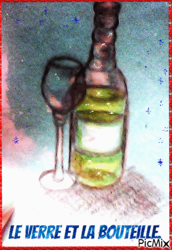 Le verre et la bouteille dessiné par Gino GIBILARO - Darmowy animowany GIF