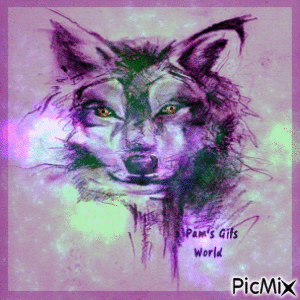 Wolf Portrait in Purples - Free animated GIF