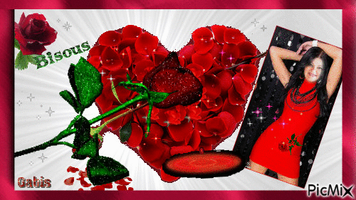 роза и сердце - GIF animé gratuit