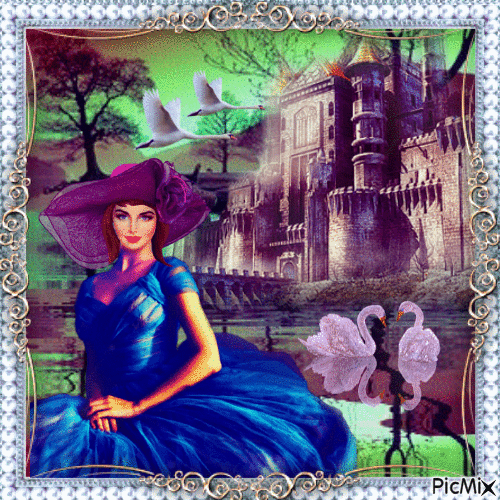 Une dame vit dans un château - Ingyenes animált GIF