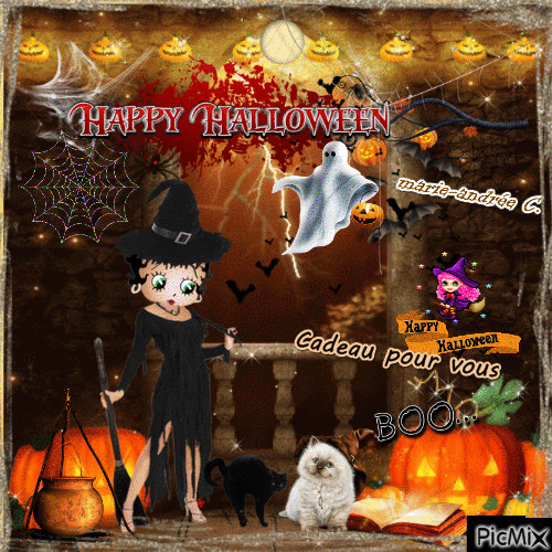 * Betty Boop & Halloween * - Бесплатный анимированный гифка
