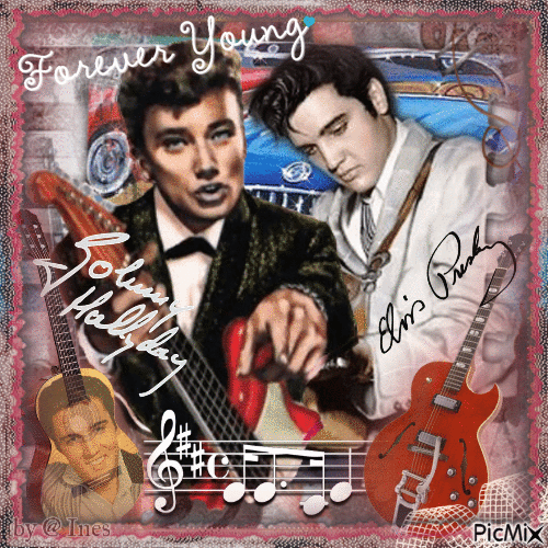 Johnny & Elvis forever young - GIF animé gratuit