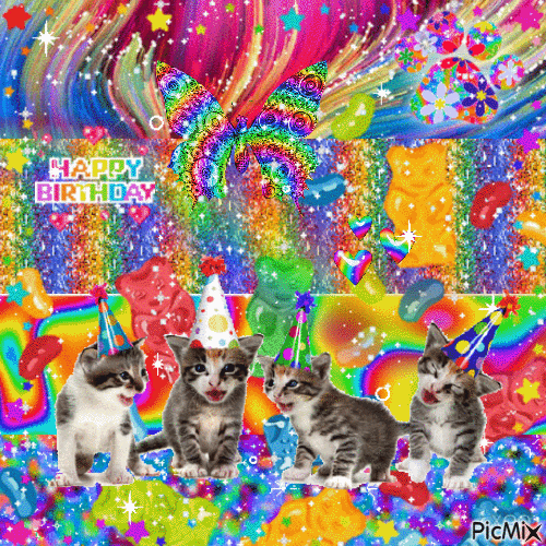 🎉 Birthday Cats 🐈 - Безплатен анимиран GIF