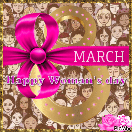 March 8, Happy Woman's Day - GIF เคลื่อนไหวฟรี