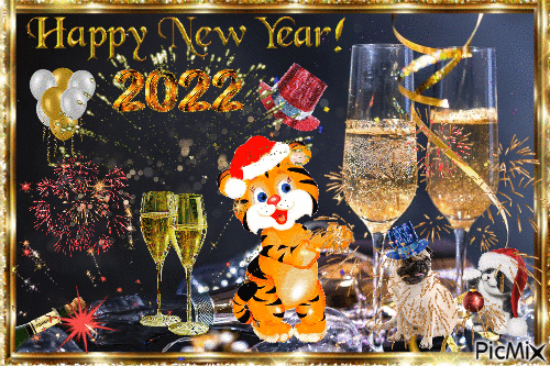 HAPPY NEW YEAR 2022! 🎇🎆🎊🎉🎈☃🍾🥂 - Ingyenes animált GIF