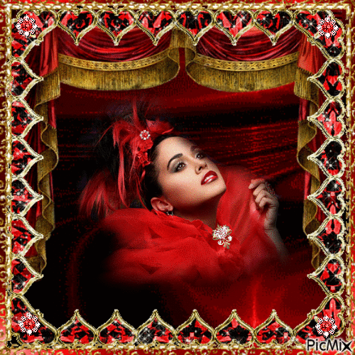 red and gold with lady - Besplatni animirani GIF