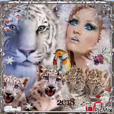 A Woman & her Tigers.. - GIF animado gratis