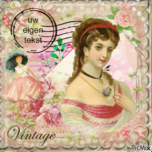 carte postal vintage roses - Besplatni animirani GIF