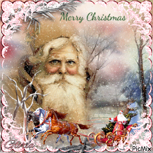 Père Noël dans son traineau - Ingyenes animált GIF