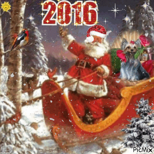 2016 с Дядо Коледа - Бесплатни анимирани ГИФ