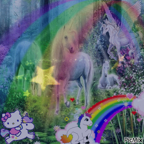 L'étoile magique des belles licornes - Gratis animeret GIF