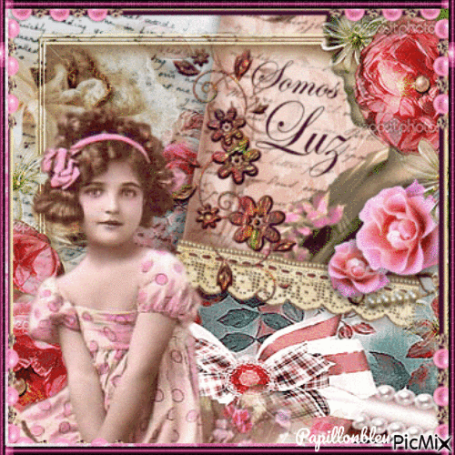 Douceur de fillette vintage en rose ! - GIF animate gratis
