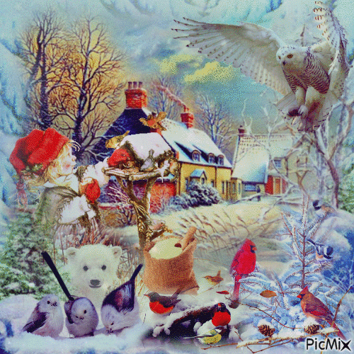 Pensez aux oiseaux qui ont faim l'hiver - Ingyenes animált GIF