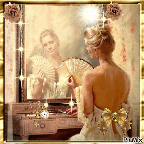 À travers un miroir, or et beige - Darmowy animowany GIF