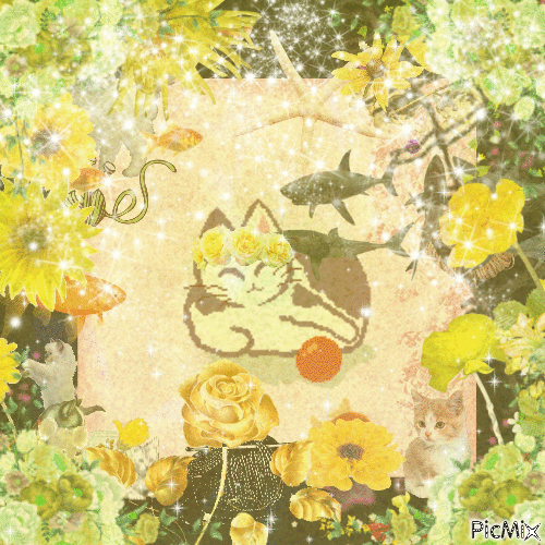 yellow cat / chat jaune - Ilmainen animoitu GIF