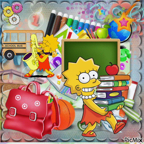 Lisa Simpson à L'école - GIF animé gratuit