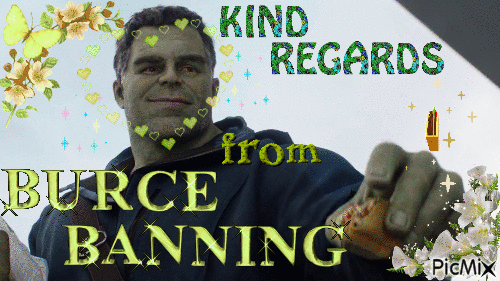 kind regards from burce banning - Free animated GIF
