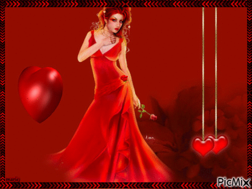 la femme en rouge - Animovaný GIF zadarmo