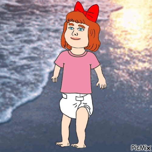 Elizabeth enjoying the beach - Free PNG