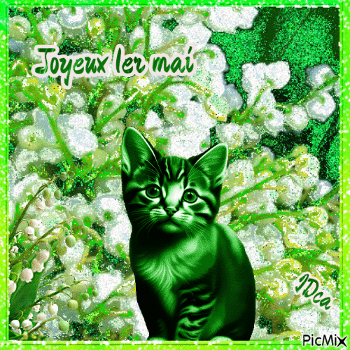 Joyeux 1er mai les chatons - Gratis animeret GIF