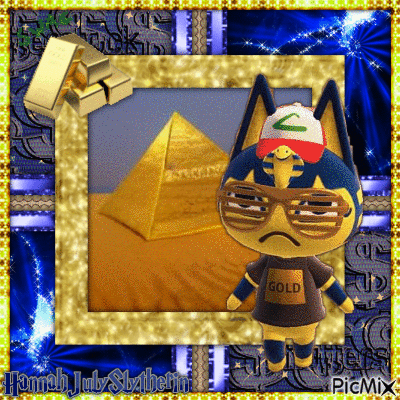 {{Ankha with her SWAG Lit new house}} - Free animated GIF