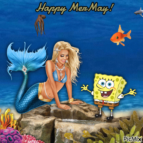 Spongebob and Pearl the mermaid - Free animated GIF