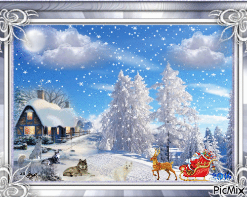 Créa Georges-49 / Paysage d'hiver - GIF animado gratis
