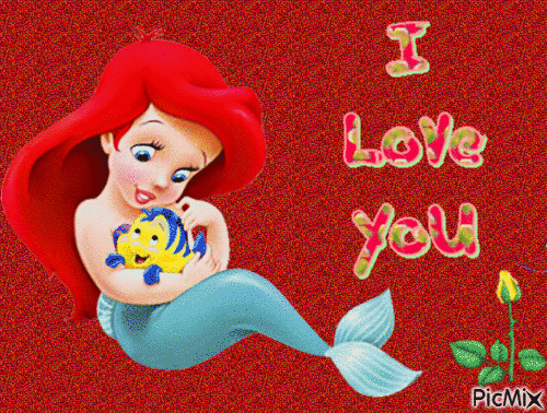 little mermaid has found her friend - Безплатен анимиран GIF