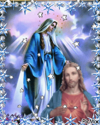 Marie et jésus priez pour nous amen - GIF animado grátis