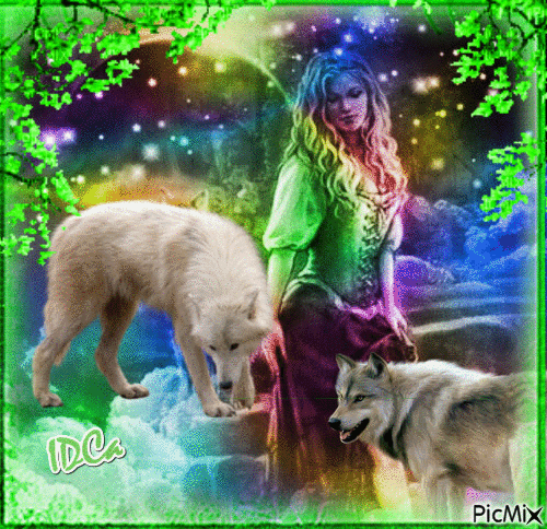 Dame aux loups - Free animated GIF