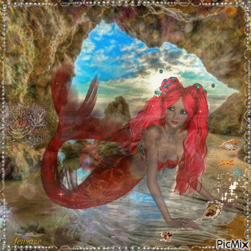 The Red Mermaid - GIF animé gratuit