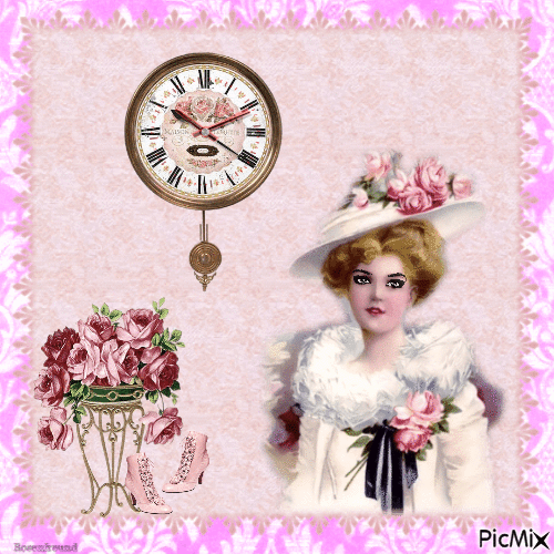 Viktorianische Dame mit Blumenhut - 無料のアニメーション GIF