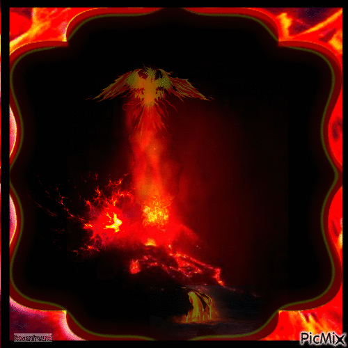 Der ausbrechende Vulkan - GIF animado grátis