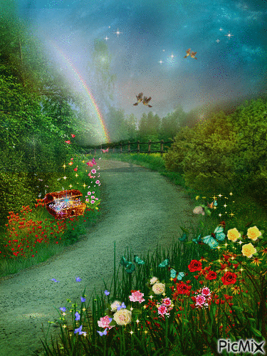 flowery path - 無料のアニメーション GIF