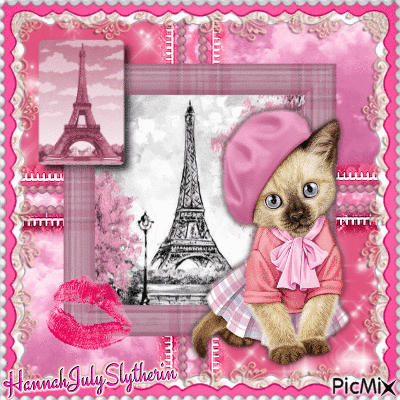 {Cute Paris Kitty} - GIF animado gratis