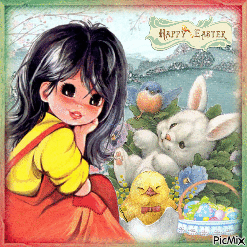 Happy Easter "Poulbot" . - GIF animado gratis