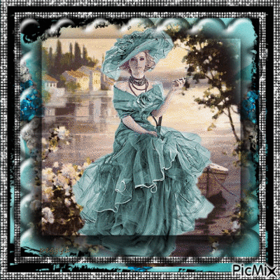 lady turquoise - Gratis animeret GIF