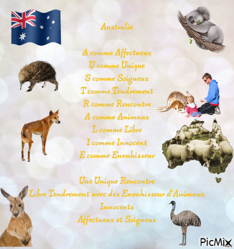 Poème sur le mot "Australie" - GIF animado grátis