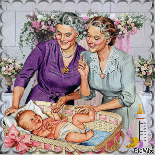les Grand Mère Regard le bébé - Gratis geanimeerde GIF