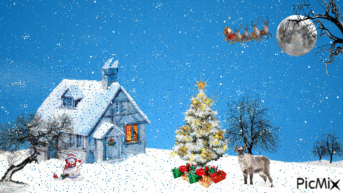 Natal nevando - GIF animate gratis