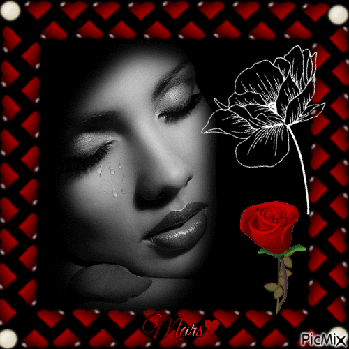 rostro negro  con rosa roja - Gratis geanimeerde GIF