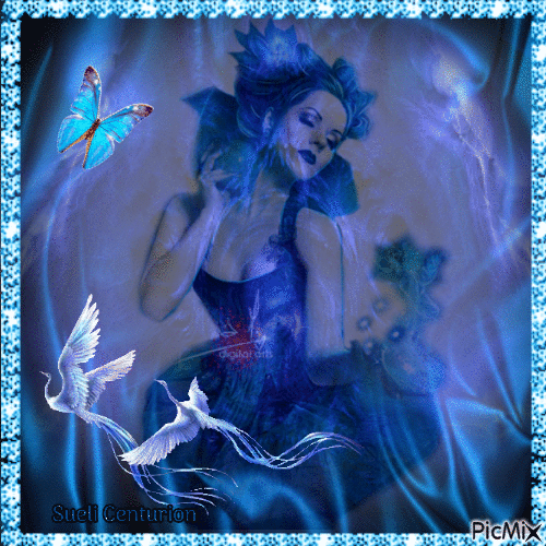Mulher fantasia em azul - Безплатен анимиран GIF