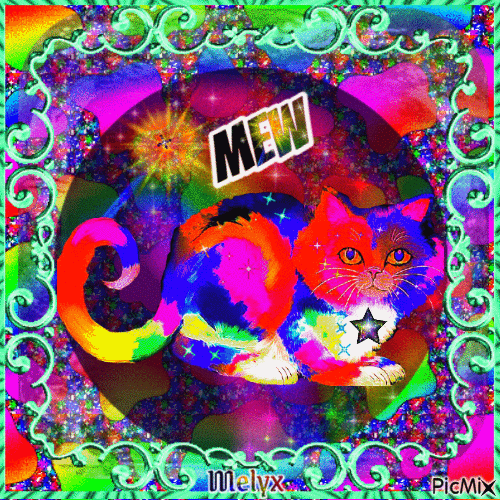 Rainbow Mew Cat - Bezmaksas animēts GIF