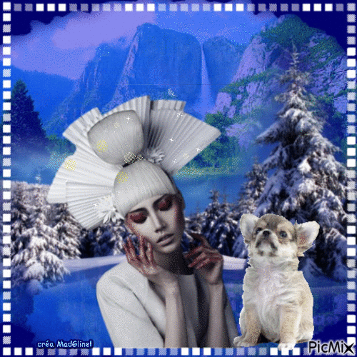 Blanche et son chien - Darmowy animowany GIF