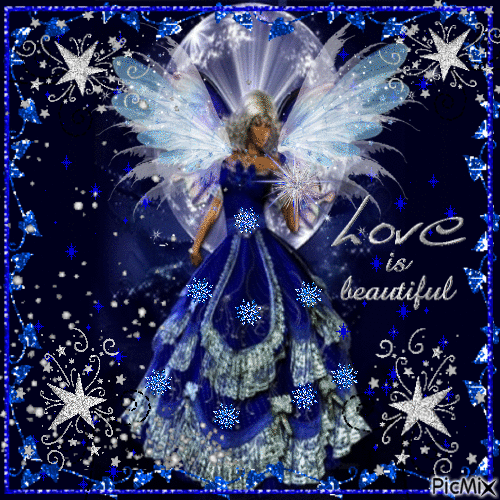 blue love and angel - Безплатен анимиран GIF