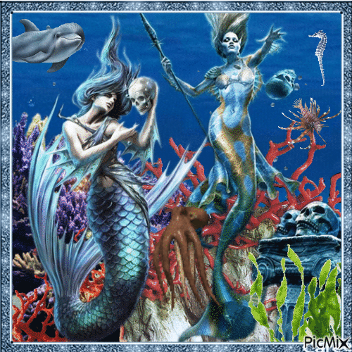 Dunkle / gotische Meerjungfrau - Gratis geanimeerde GIF