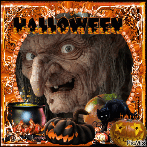 Scary Halloween Witch - Ilmainen animoitu GIF
