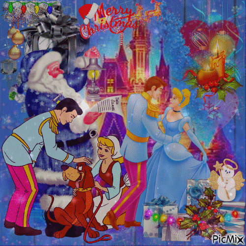Cendrillon et son prince fêtent Noël - Free animated GIF