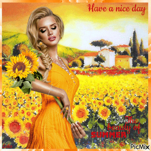 The beauty of Summer. Have a nice day. Sunflowers - GIF animado grátis