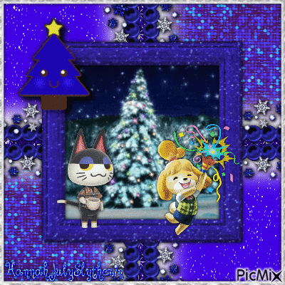 {Punchy & Isabelle Celebrate round the Christmas Tree} - Free animated GIF